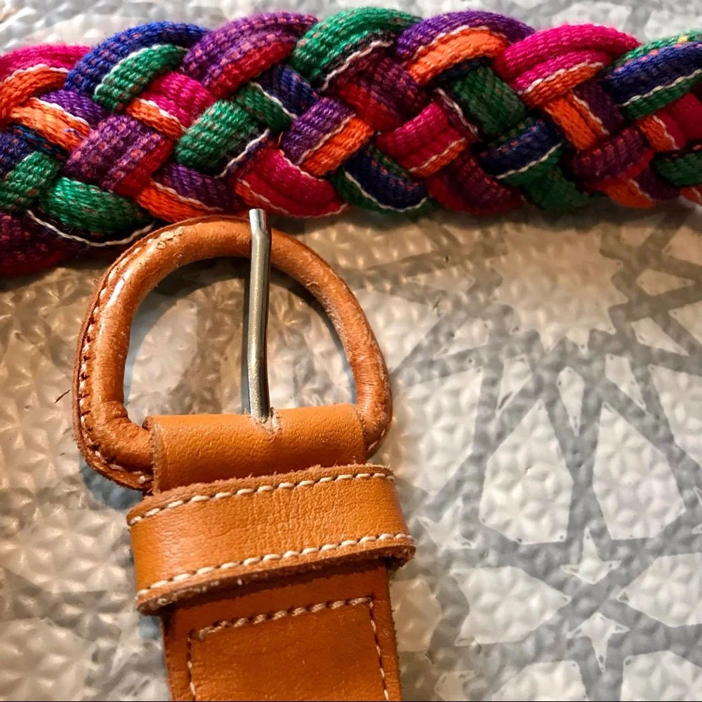 Vintage Guatemalan Braided Belt, Multicolour, 80s/90s, Leather - Picture 2 of 5